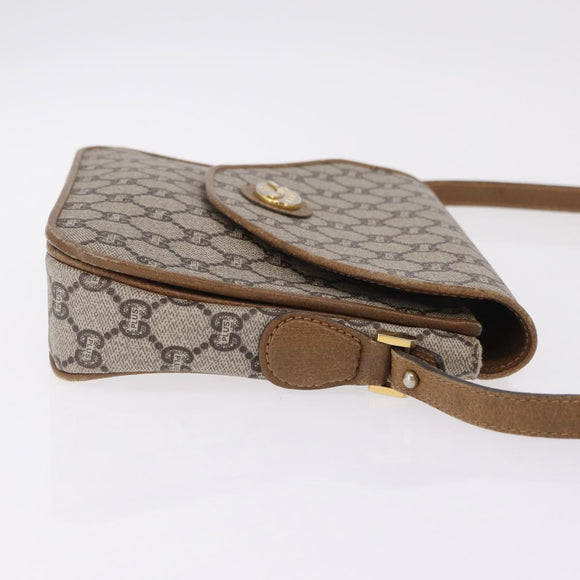 GUCCI GG Plus Supreme Shoulder Bag PVC Beige Gold Auth 207802