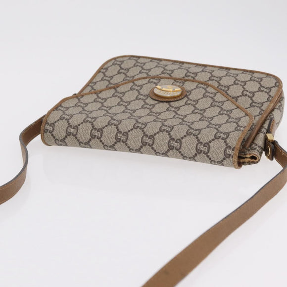 GUCCI GG Plus Supreme Shoulder Bag PVC Beige Gold Auth 207802