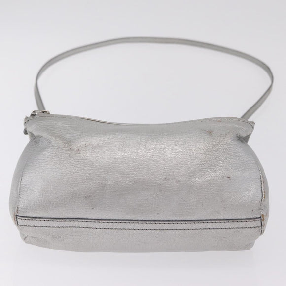 GIVENCHY Pandora Mini Shoulder Bag Leather Silver Auth 207804