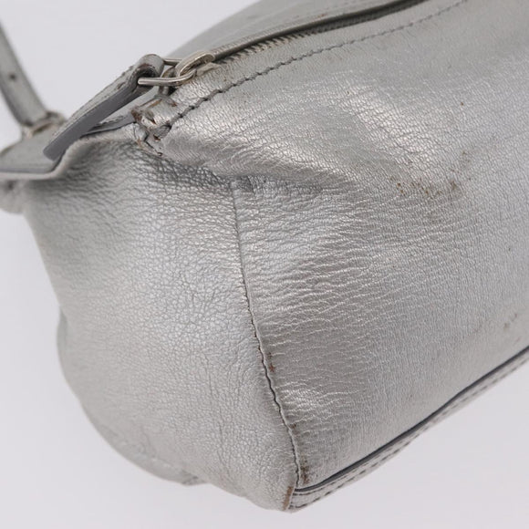 GIVENCHY Pandora Mini Shoulder Bag Leather Silver Auth 207804