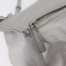 GIVENCHY Pandora Mini Shoulder Bag Leather Silver Auth 207804-19