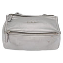 GIVENCHY Pandora Mini Shoulder Bag Leather Silver Auth 207804-2