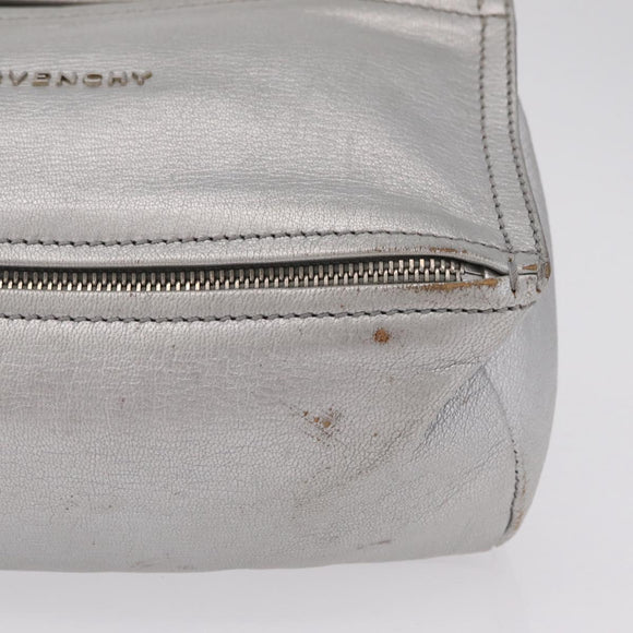GIVENCHY Pandora Mini Shoulder Bag Leather Silver Auth 207804