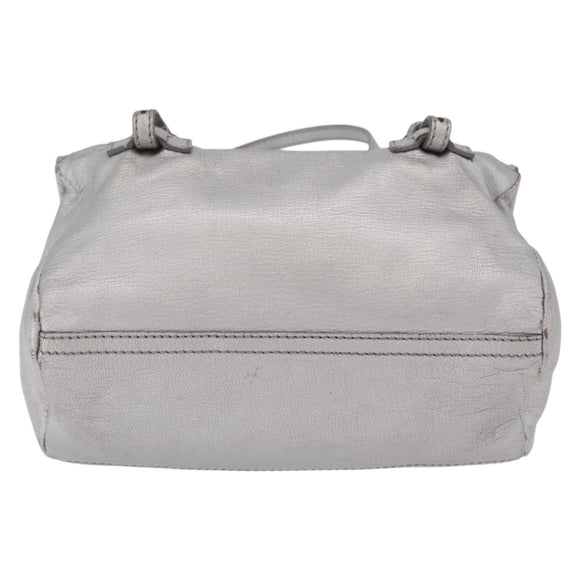 GIVENCHY Pandora Mini Shoulder Bag Leather Silver Auth 207804