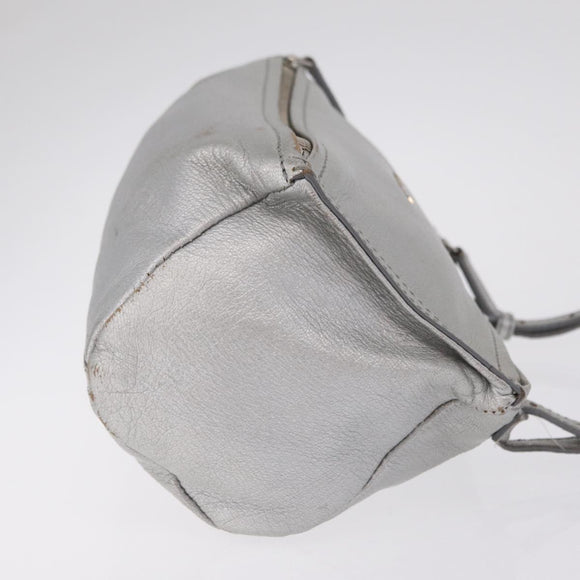 GIVENCHY Pandora Mini Shoulder Bag Leather Silver Auth 207804