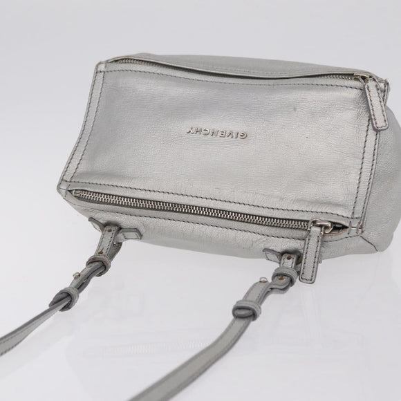 GIVENCHY Pandora Mini Shoulder Bag Leather Silver Auth 207804