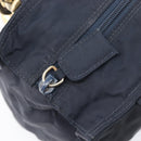 PRADA Metal Handle Hand Bag Nylon Navy Gold Auth 207805A-19