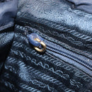 PRADA Metal Handle Hand Bag Nylon Navy Gold Auth 207805A-24