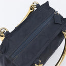 PRADA Metal Handle Hand Bag Nylon Navy Gold Auth 207805A-6