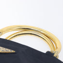 PRADA Metal Handle Hand Bag Nylon Navy Gold Auth 207805A-9