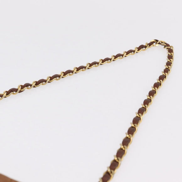 CHANEL Matelasse Chain Shoulder Bag Lamb Skin Brown Gold CC Auth 207806