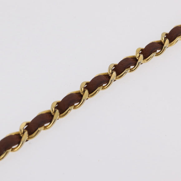 CHANEL Matelasse Chain Shoulder Bag Lamb Skin Brown Gold CC Auth 207806