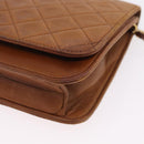 CHANEL Matelasse Chain Shoulder Bag Lamb Skin Brown Gold CC Auth 207806-14
