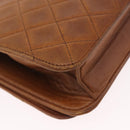 CHANEL Matelasse Chain Shoulder Bag Lamb Skin Brown Gold CC Auth 207806-15