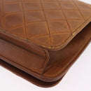 CHANEL Matelasse Chain Shoulder Bag Lamb Skin Brown Gold CC Auth 207806-16