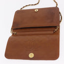 CHANEL Matelasse Chain Shoulder Bag Lamb Skin Brown Gold CC Auth 207806-17