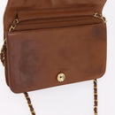 CHANEL Matelasse Chain Shoulder Bag Lamb Skin Brown Gold CC Auth 207806-19