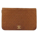 CHANEL Matelasse Chain Shoulder Bag Lamb Skin Brown Gold CC Auth 207806-2