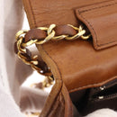 CHANEL Matelasse Chain Shoulder Bag Lamb Skin Brown Gold CC Auth 207806-28