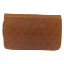 CHANEL Matelasse Chain Shoulder Bag Lamb Skin Brown Gold CC Auth 207806-3