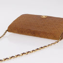 CHANEL Matelasse Chain Shoulder Bag Lamb Skin Brown Gold CC Auth 207806-7
