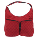 GUCCI GG Canvas Shoulder Bag Red Silver 001 3380 1705 Auth 207807A-2