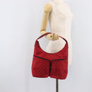 GUCCI GG Canvas Shoulder Bag Red Silver 001 3380 1705 Auth 207807A-25
