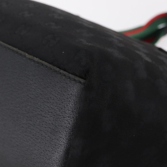 GUCCI GG Canvas Web Sherry Line Hand Bag Nylon Black 131228 Auth 207809A
