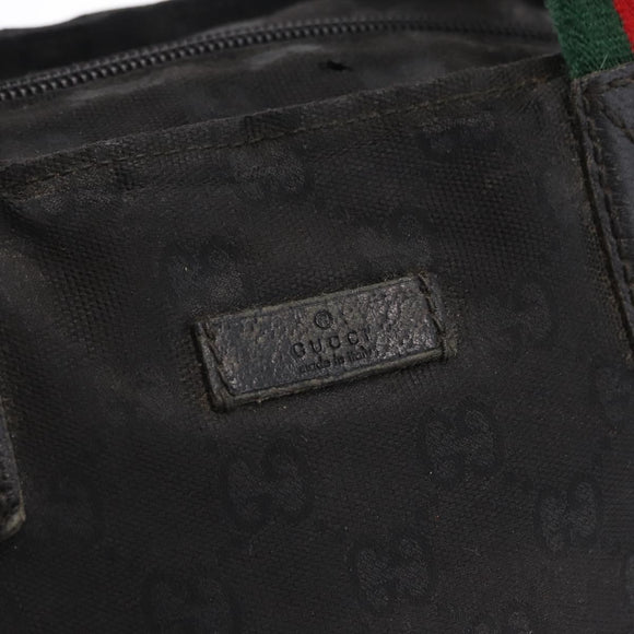 GUCCI GG Canvas Web Sherry Line Hand Bag Nylon Black 131228 Auth 207809A
