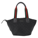 GUCCI GG Canvas Web Sherry Line Hand Bag Nylon Black 131228 Auth 207809A-2