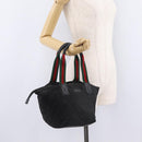 GUCCI GG Canvas Web Sherry Line Hand Bag Nylon Black 131228 Auth 207809A-24