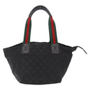 GUCCI GG Canvas Web Sherry Line Hand Bag Nylon Black 131228 Auth 207809A-3