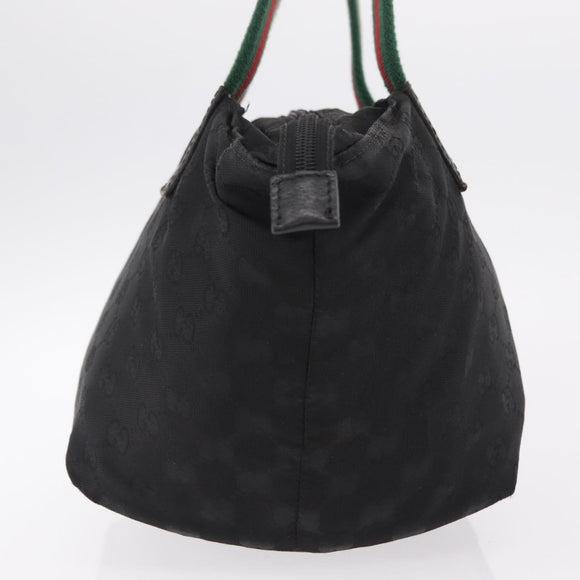 GUCCI GG Canvas Web Sherry Line Hand Bag Nylon Black 131228 Auth 207809A