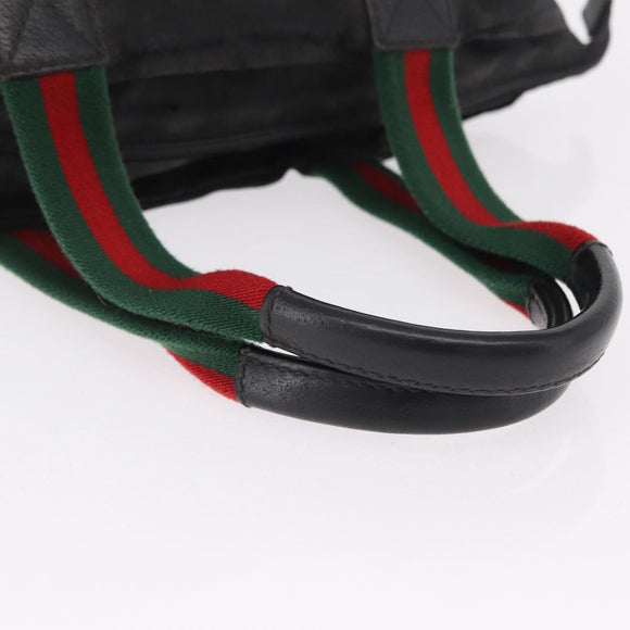GUCCI GG Canvas Web Sherry Line Hand Bag Nylon Black 131228 Auth 207809A
