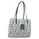 FENDI Zucca Canvas Hand Bag Nylon Green Silver Auth 207810A-1