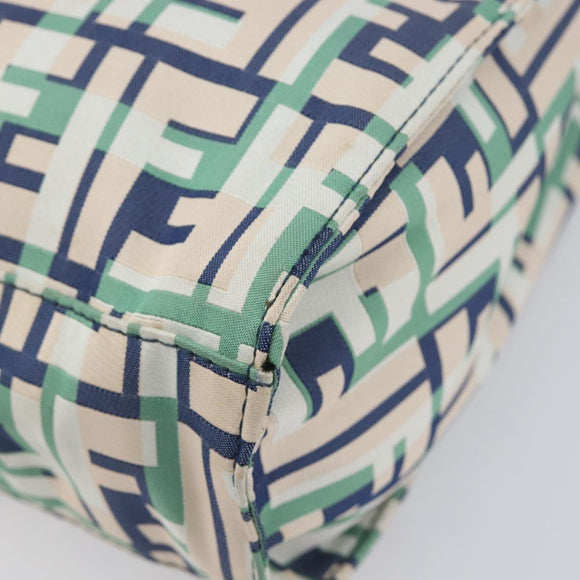 FENDI Zucca Canvas Hand Bag Nylon Green Silver Auth 207810A