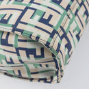 FENDI Zucca Canvas Hand Bag Nylon Green Silver Auth 207810A-13