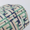 FENDI Zucca Canvas Hand Bag Nylon Green Silver Auth 207810A-14