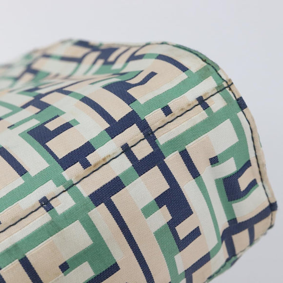 FENDI Zucca Canvas Hand Bag Nylon Green Silver Auth 207810A