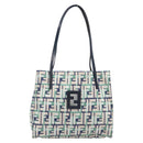 FENDI Zucca Canvas Hand Bag Nylon Green Silver Auth 207810A-2