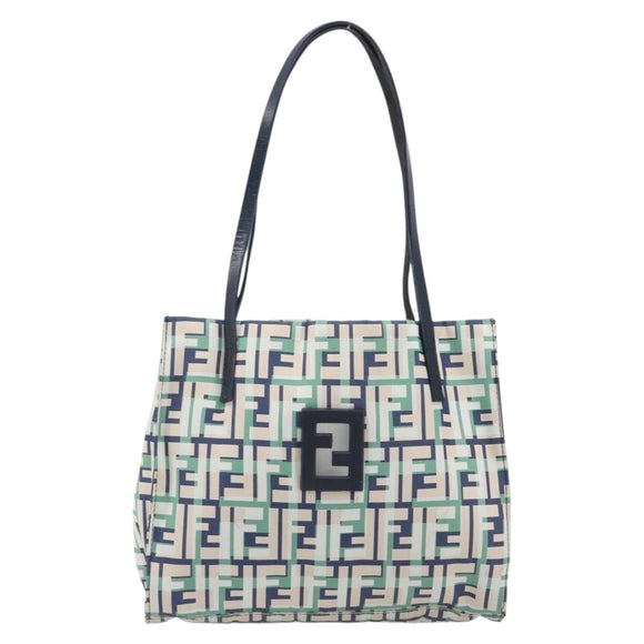 FENDI Zucca Canvas Hand Bag Nylon Green Silver Auth 207810A
