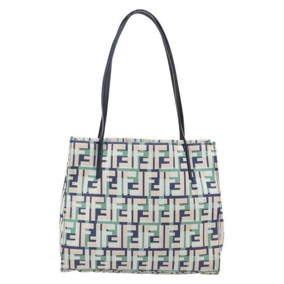 FENDI Zucca Canvas Hand Bag Nylon Green Silver Auth 207810A