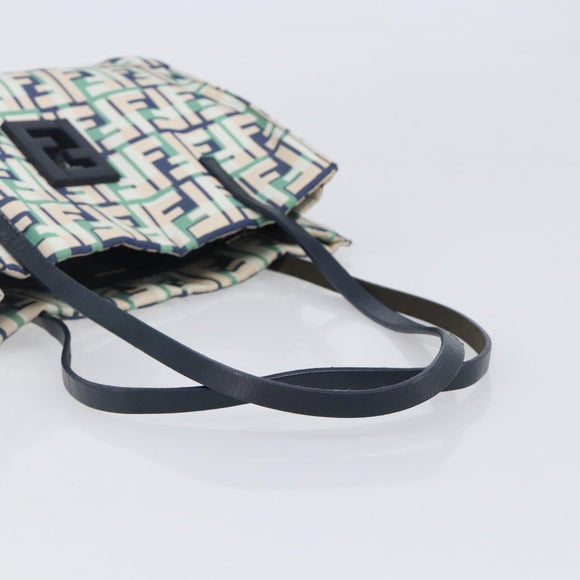 FENDI Zucca Canvas Hand Bag Nylon Green Silver Auth 207810A