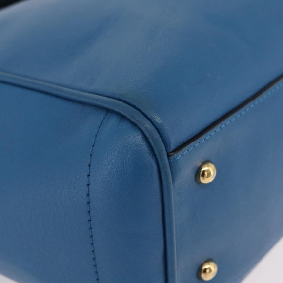 LOEWE Tote Bag Leather Gold Blue Auth 207812A