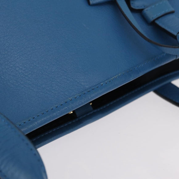 LOEWE Tote Bag Leather Gold Blue Auth 207812A