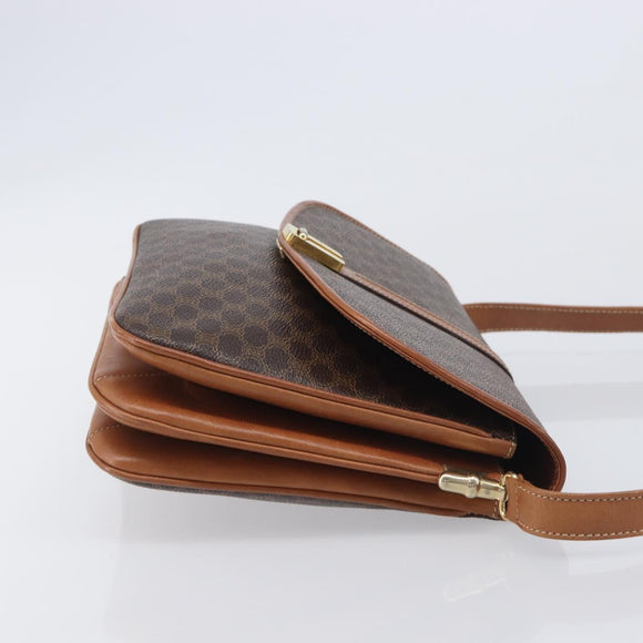 CELINE Macadam Canvas Shoulder Bag PVC Leather 2 Set Brown Auth 207813