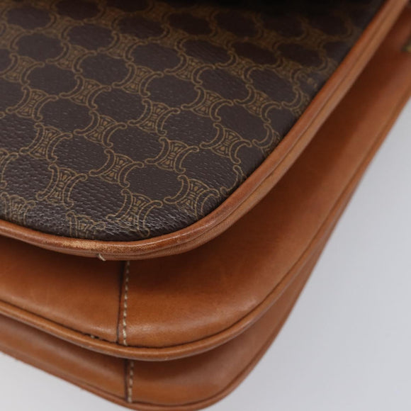 CELINE Macadam Canvas Shoulder Bag PVC Leather 2 Set Brown Auth 207813