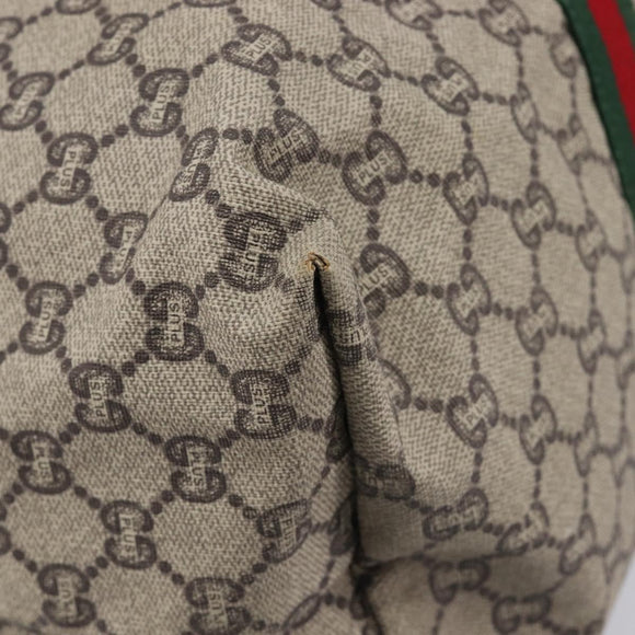 GUCCI GG Plus Supreme Web Sherry Line Tote Bag PVC Beige Gold Auth 207815