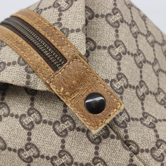 GUCCI GG Plus Supreme Web Sherry Line Tote Bag PVC Beige Gold Auth 207815
