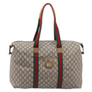 GUCCI GG Plus Supreme Web Sherry Line Tote Bag PVC Beige Gold Auth 207815-2